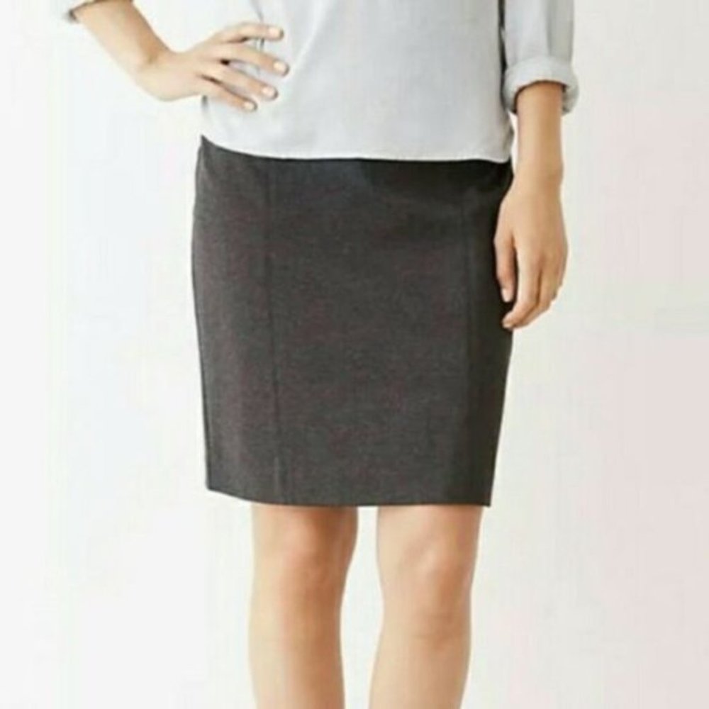 J. Jill Gray Stretch Ponte Pull On Flat Waist Pencil Skirt Women's Medium